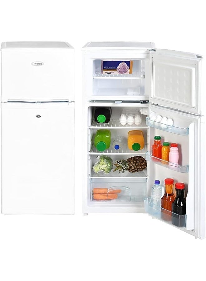 Super General 175 Liters Compact Double Door Refrigerator Freezer SGR175HE, Reversible Door, Tropical Compressor, Lock and Key, Sturdy Wired Shelves SGR175HE White - Image 1