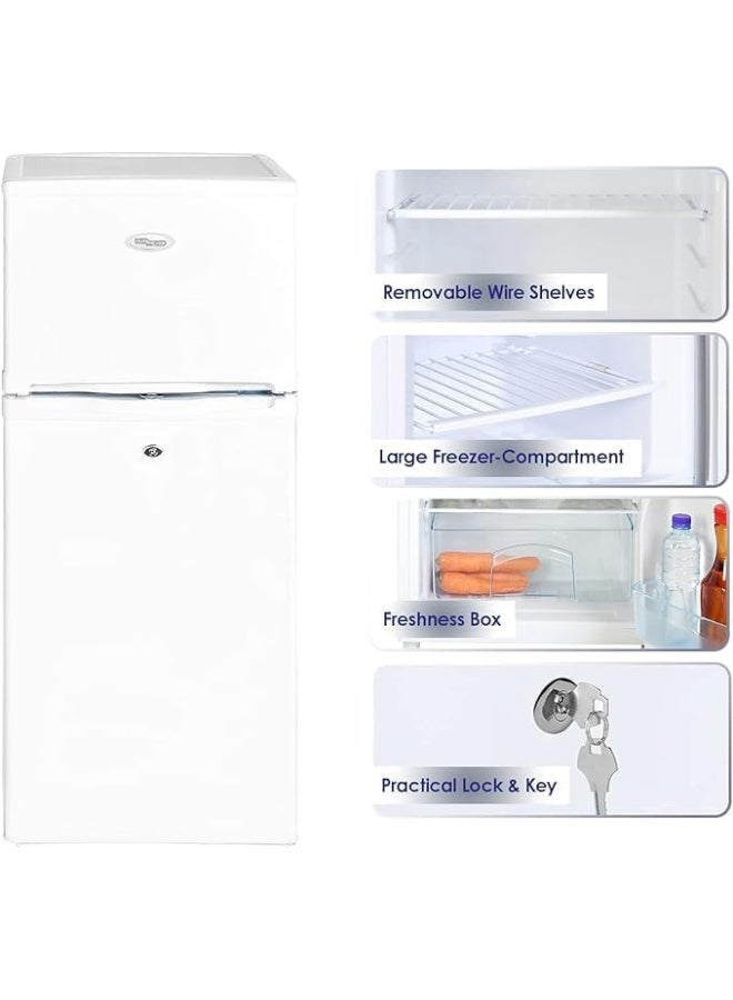 Super General 175 Liters Compact Double Door Refrigerator Freezer SGR175HE, Reversible Door, Tropical Compressor, Lock and Key, Sturdy Wired Shelves SGR175HE White - Image 3