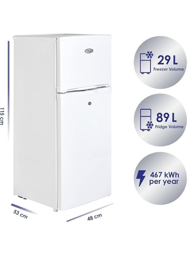 Super General 175 Liters Compact Double Door Refrigerator Freezer SGR175HE, Reversible Door, Tropical Compressor, Lock and Key, Sturdy Wired Shelves SGR175HE White - Image 2