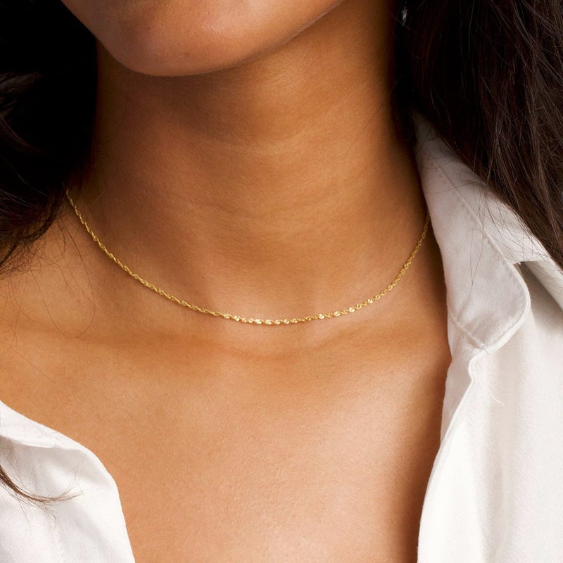 CHESKY 14K Gold Plated Layered Necklace Chain for Women, Dainty Layering Rope Chains Link Necklaces Trendy Wave Choker Necklace Womens Simple Handmade Jewelry Set Gift - Image 3