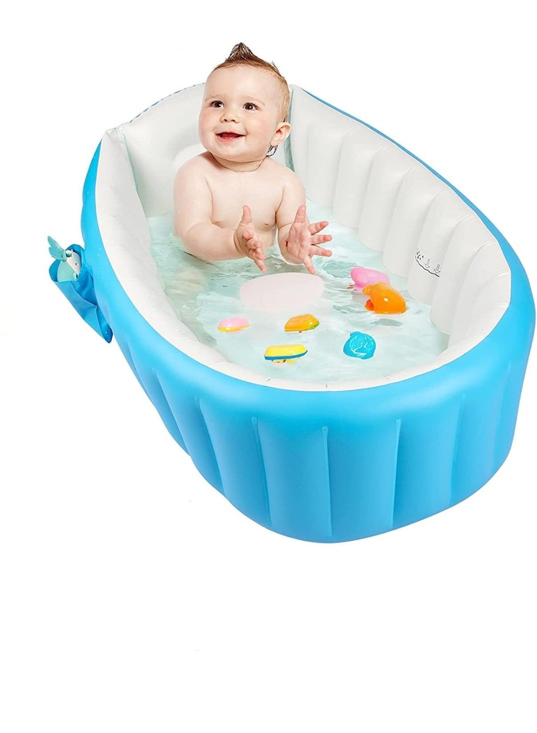Kimaya Baby Inflatable Bathtub Toddler Inflatable Mini Air Bath Tub Portable Foldable Non-Slip Mini Air Swimming Pool Shower Tub For Baby (BLUE)