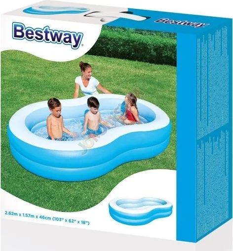 بست واي Jumbo Oval Colorful Family Pool Set with Inflation Pump