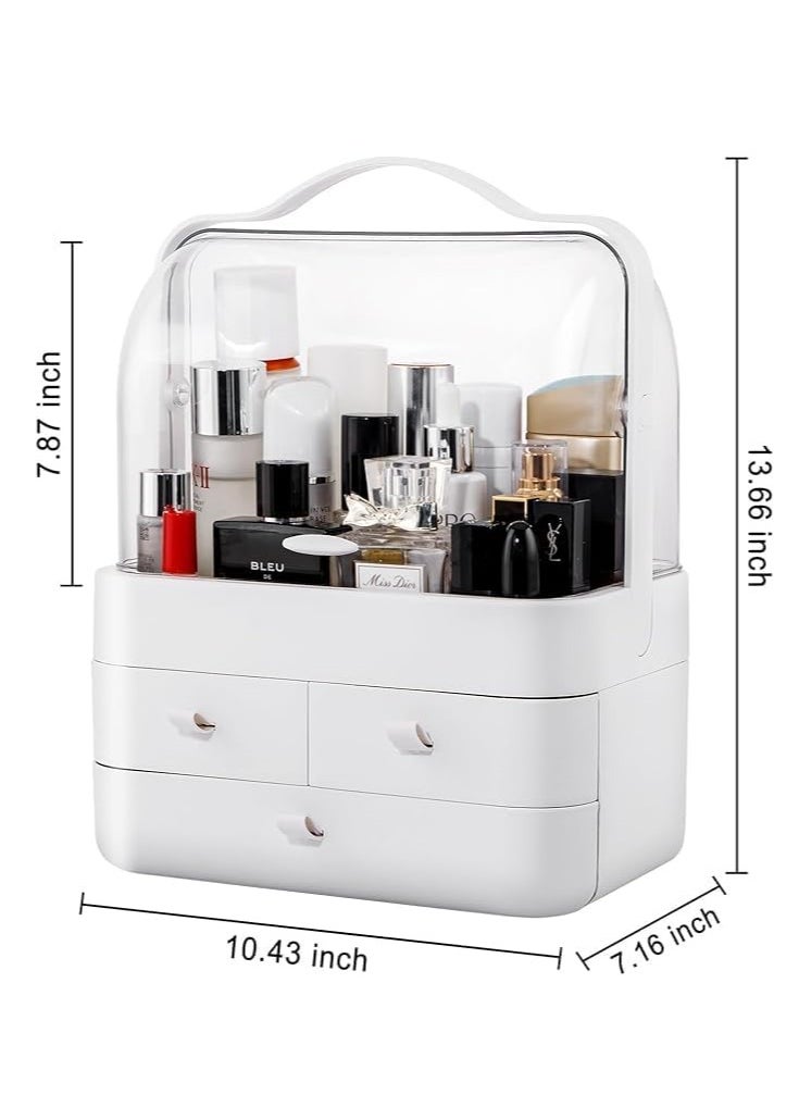 Hanayo - Makeup Organizer Large Capacity Cosmetic Storage Box Brush Holder Dustproof Drawer with Mirror for Vanity Countertop Skincare Display Case Clear Easy Visibility - Image 1