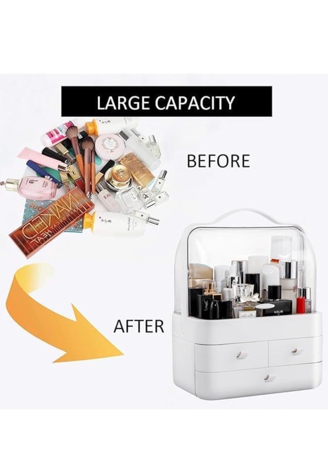 Hanayo - Makeup Organizer Large Capacity Cosmetic Storage Box Brush Holder Dustproof Drawer with Mirror for Vanity Countertop Skincare Display Case Clear Easy Visibility - Image 1