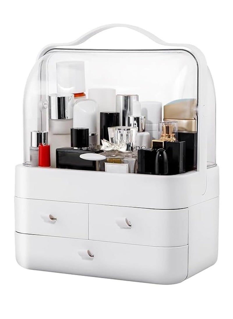 Hanayo - Makeup Organizer Large Capacity Cosmetic Storage Box Brush Holder Dustproof Drawer with Mirror for Vanity Countertop Skincare Display Case Clear Easy Visibility - Image 1