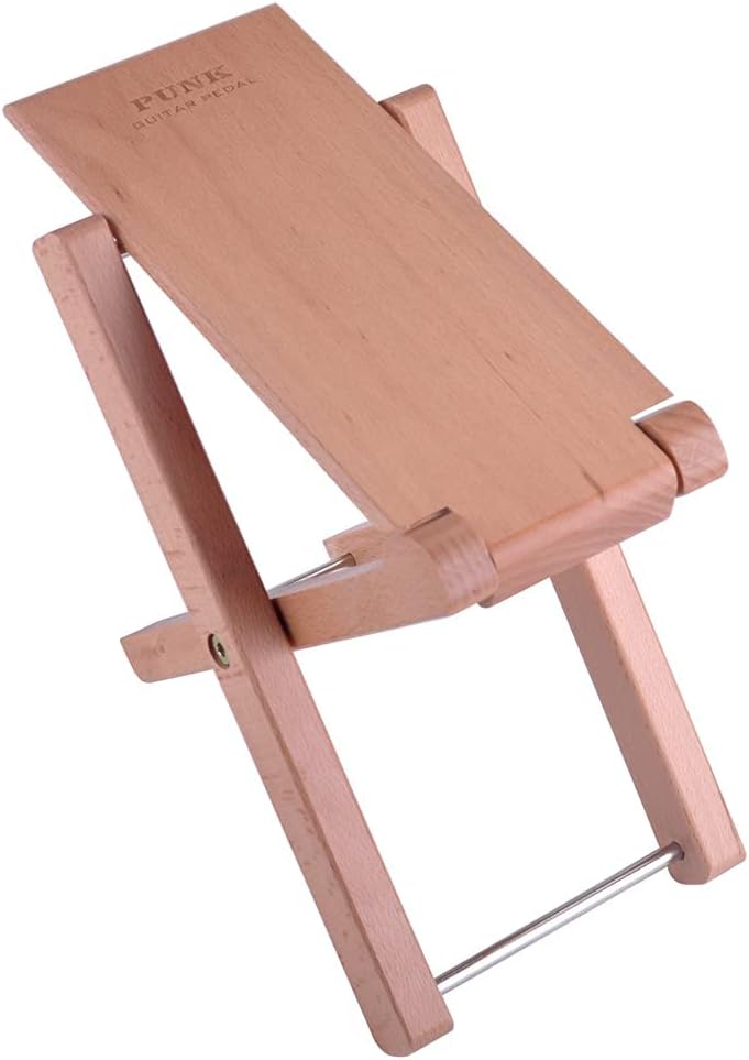 KingPoint Solid Beech Wood Guitar Footstool 4 Adjusatble Height Levels - Image 2