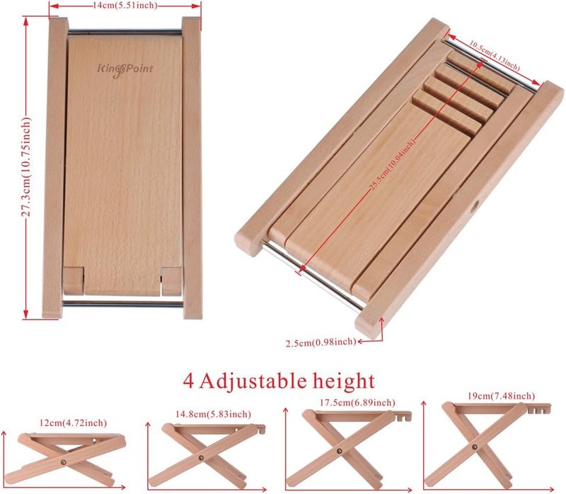 KingPoint Solid Beech Wood Guitar Footstool 4 Adjusatble Height Levels - Image 4