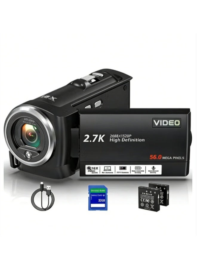 كاميرا محمولة بدقة 2.7 كيلو و56 ميجابكسل | تكبير 16 ضعف + بطاريتان + إضاءة LED - Image 3