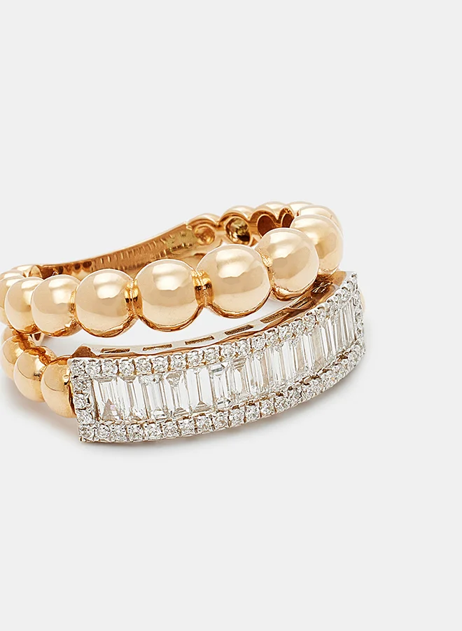 Annaka 18Kt Rose Gold Ring Studded with Natural Diamonds