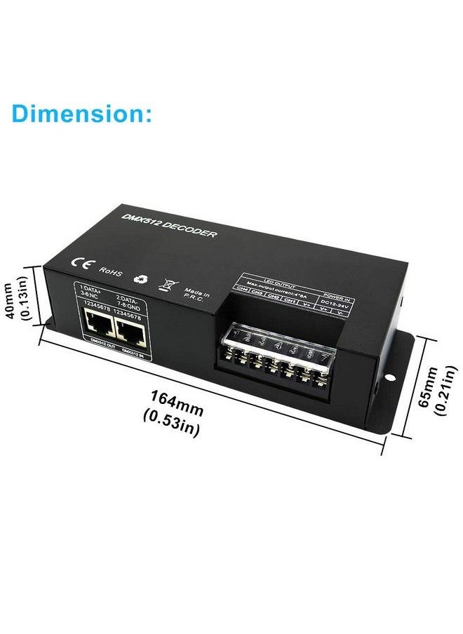 Amki وحدة تحكم LED DMX 512 عالية الطاقة 4 قنوات 8A Ch Dmx LED فك تشفير سائق Dc12V24V لشريط LED RGB أو الأضواء  - Image 5