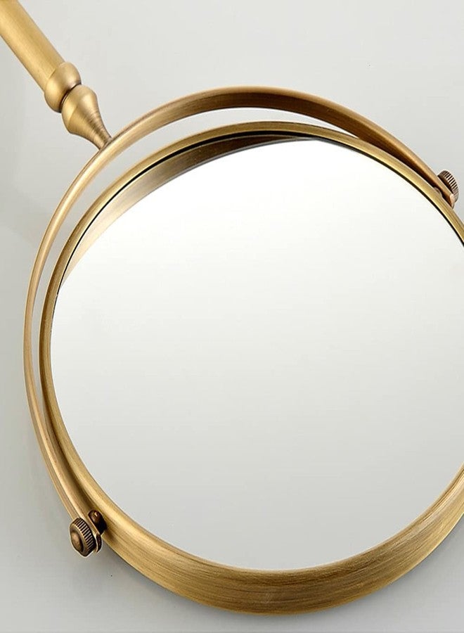 Gecious Antique Brass Makeup Mirror 1X/10X Free Standing 8 Inches 360 Swivel Dual-Sided Tabletop Makeup Mirror, Metal - Image 5