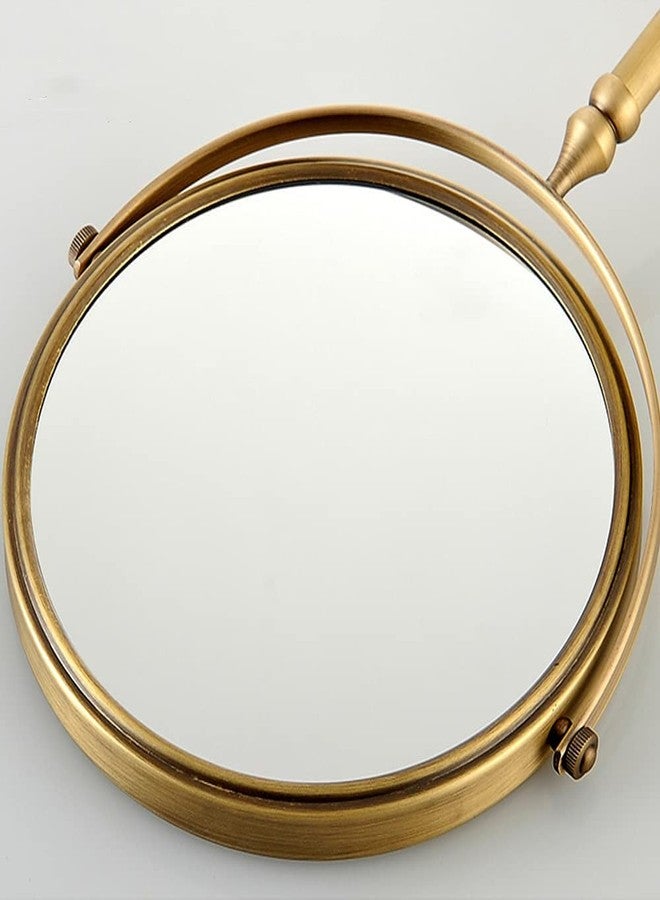 Gecious Antique Brass Makeup Mirror 1X/10X Free Standing 8 Inches 360 Swivel Dual-Sided Tabletop Makeup Mirror, Metal - Image 4