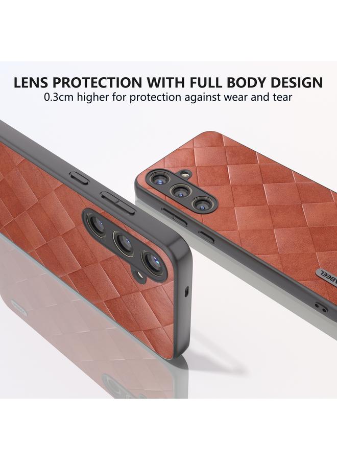 S-TOP Case For Samsung Galaxy S24 5G ABEEL Weave Plaid PU Phone Case - Image 5