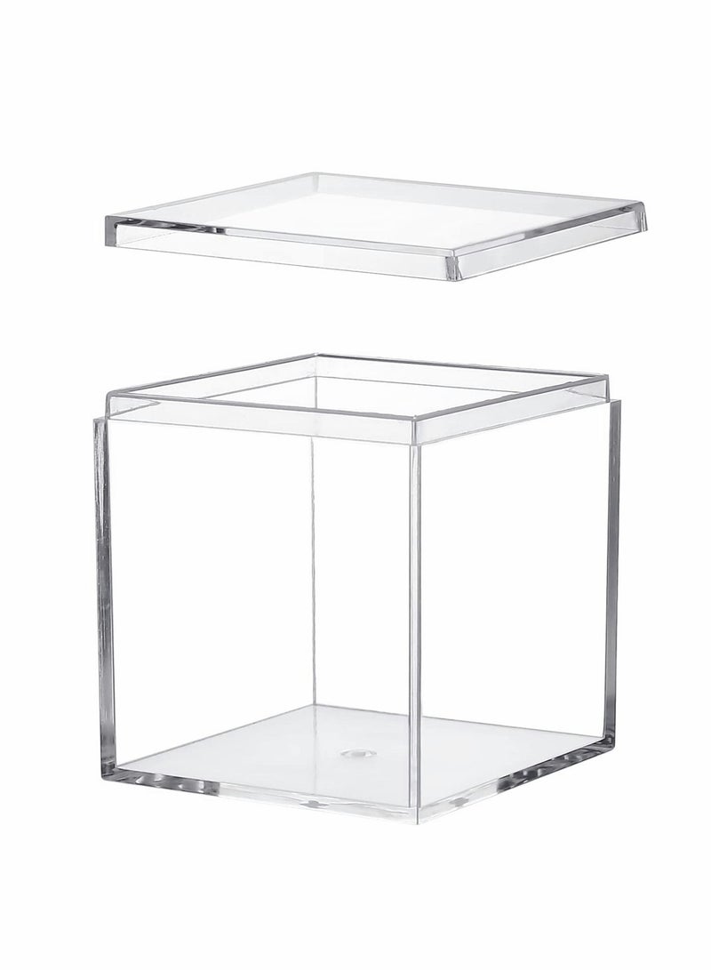 KASTWAVE Clear Acrylic Plastic Square Cube,4 Pack Small Plastic square cube containers with Lid Storage Box 2.2x2.2x2.2Inch/55X55X55mm for Candy Pill and Tiny Jewelry - Image 2