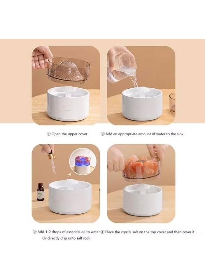Ultrasonic Salt Stone Aromatherapy Diffuser, 200ML Cool Mist Humidifier Essential Oil Diffuser Aroma Oils Diffuser Humidifier with Colorful Light for Office/Living Room/Bedroom/Children's Room (White) - Image 2