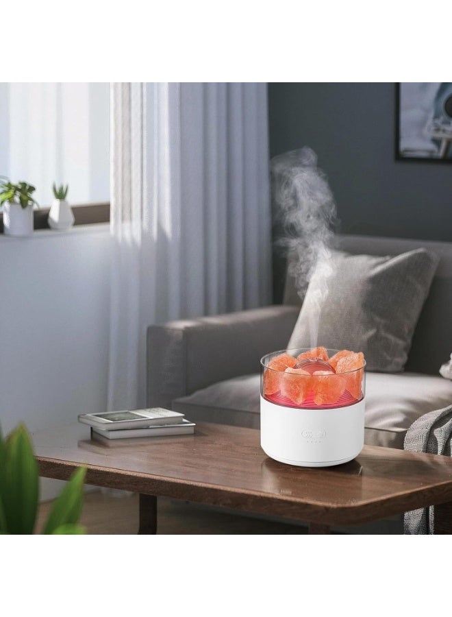 Ultrasonic Salt Stone Aromatherapy Diffuser, 200ML Cool Mist Humidifier Essential Oil Diffuser Aroma Oils Diffuser Humidifier with Colorful Light for Office/Living Room/Bedroom/Children's Room (White) - Image 5