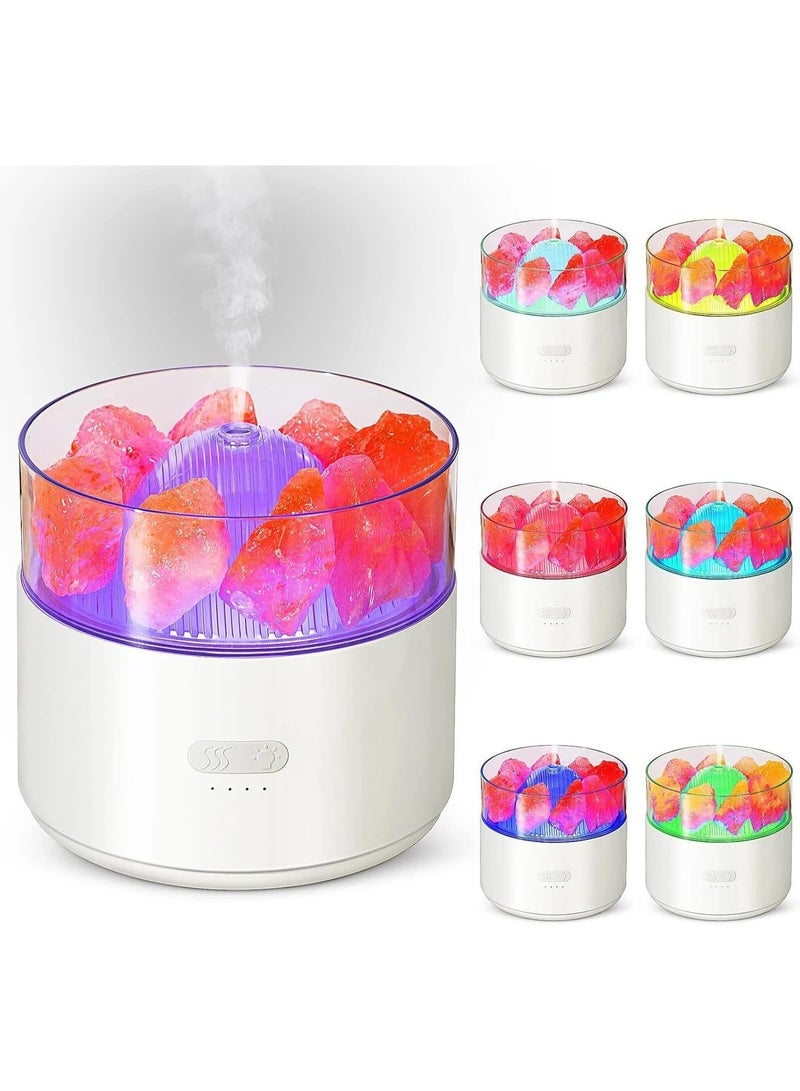 Ultrasonic Salt Stone Aromatherapy Diffuser, 200ML Cool Mist Humidifier Essential Oil Diffuser Aroma Oils Diffuser Humidifier with Colorful Light for Office/Living Room/Bedroom/Children's Room (White) - Image 4