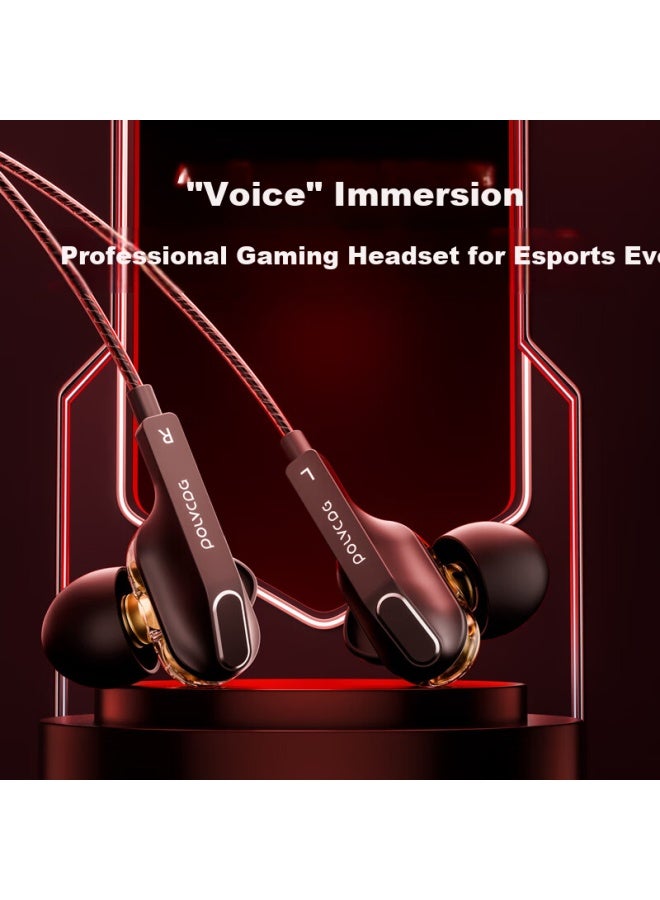 Polvcdg D9 Wired Gaming Headset, In-ear Design For Esports, Usb Headphones With Dual Dynamic Drivers, Sound Positioning, Triangular Microphone, High-definition, Noise-cancelling Earphones For Call Of Duty - Image 1