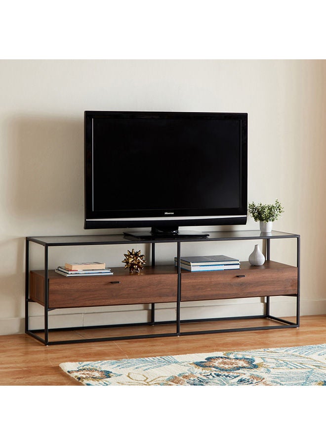 Home Box وحدة تليفزيون منخفضة بسطح زجاجي من روبي للتلفزيونات حتى 65 بوصة 39 × 56 × 160 سم  - Image 1