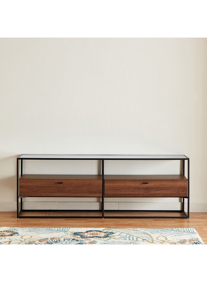 Home Box وحدة تليفزيون منخفضة بسطح زجاجي من روبي للتلفزيونات حتى 65 بوصة 39 × 56 × 160 سم  - Image 3