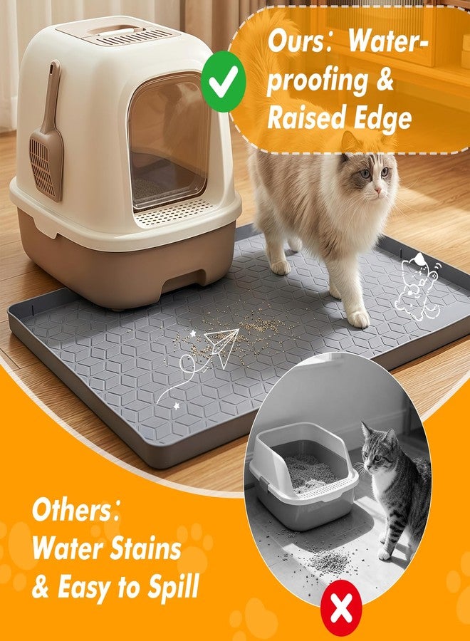 swihorab Cat Litter Mats for Floor, 34"x22" Silicone Litter Box Mat with Raised Edges, Highly Effective Litter Trapping Mat for Scatter Control, Non-Slip Waterproof Pad, Easy to Clean & Pet Friendly, Gray - Image 5
