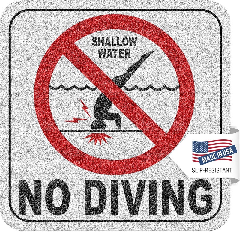 Aquatic Custom Tile - No Diving Pool Sign, 6x6 Inches, Vinyl, Swimming Pool Sticker, MADE IN USA - (1 Pack) - Image 1