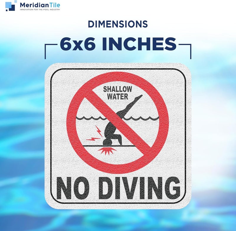 Aquatic Custom Tile - No Diving Pool Sign, 6x6 Inches, Vinyl, Swimming Pool Sticker, MADE IN USA - (1 Pack) - Image 3