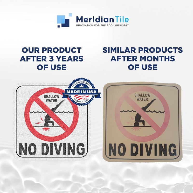 Aquatic Custom Tile - No Diving Pool Sign, 6x6 Inches, Vinyl, Swimming Pool Sticker, MADE IN USA - (1 Pack) - Image 4