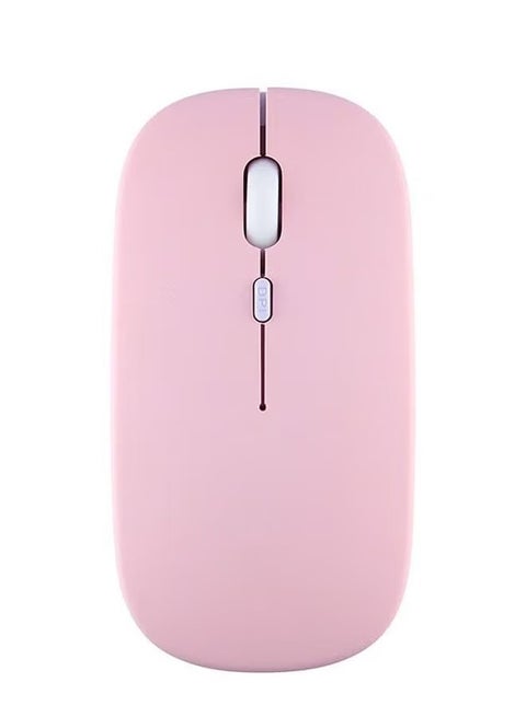 Slim Rechargeable Silent Bluetooth Wireless Mouse, Dual Mode Wireless Mouse, Portable USB and 2.4G Wireless Bluetooth Computer Mouse, Compatible with Laptop Phone iPad (Pink)