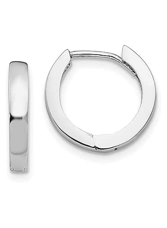 Generic 14k White Gold Round Hinged Hoop Earrings Ear Hoops Set Fine Jewellery For Women Gifts For Her, White Gold  - Image 1
