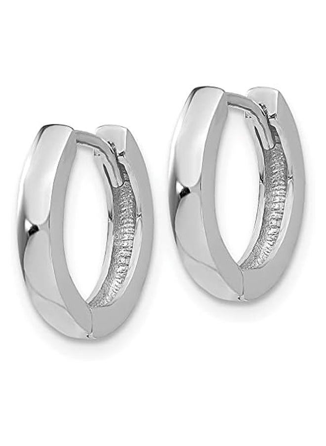 Generic 14k White Gold Round Hinged Hoop Earrings Ear Hoops Set Fine Jewellery For Women Gifts For Her, White Gold  - Image 3