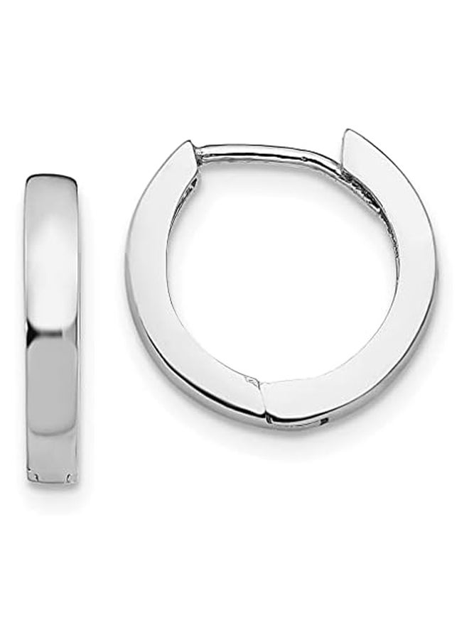 Generic 14k White Gold Round Hinged Hoop Earrings Ear Hoops Set Fine Jewellery For Women Gifts For Her, White Gold  - Image 2