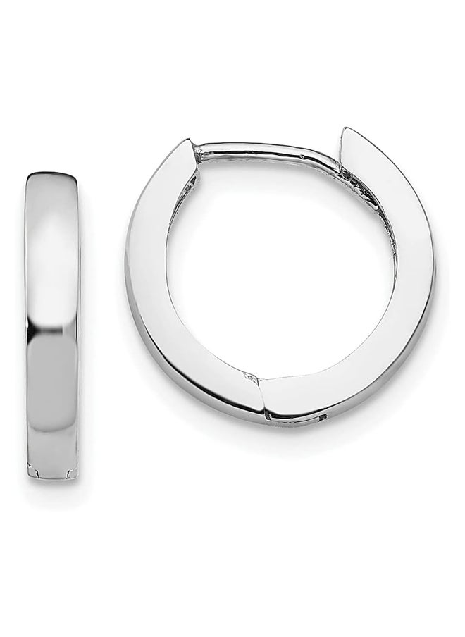 Generic 14k White Gold Round Hinged Hoop Earrings Ear Hoops Set Fine Jewellery For Women Gifts For Her, White Gold  - Image 4