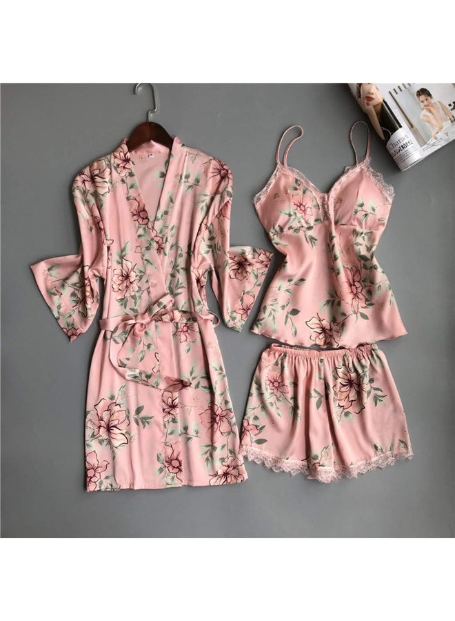 5-Pack Women's Sleepwear Sets Sling Lace Nightdress Sweet Pajama Home Wearing Clothes Loungewear Suits Floral Printing Ladies Nightwear Lingerie Robe Underwear Shorts Summer Spring Pink - Image 4