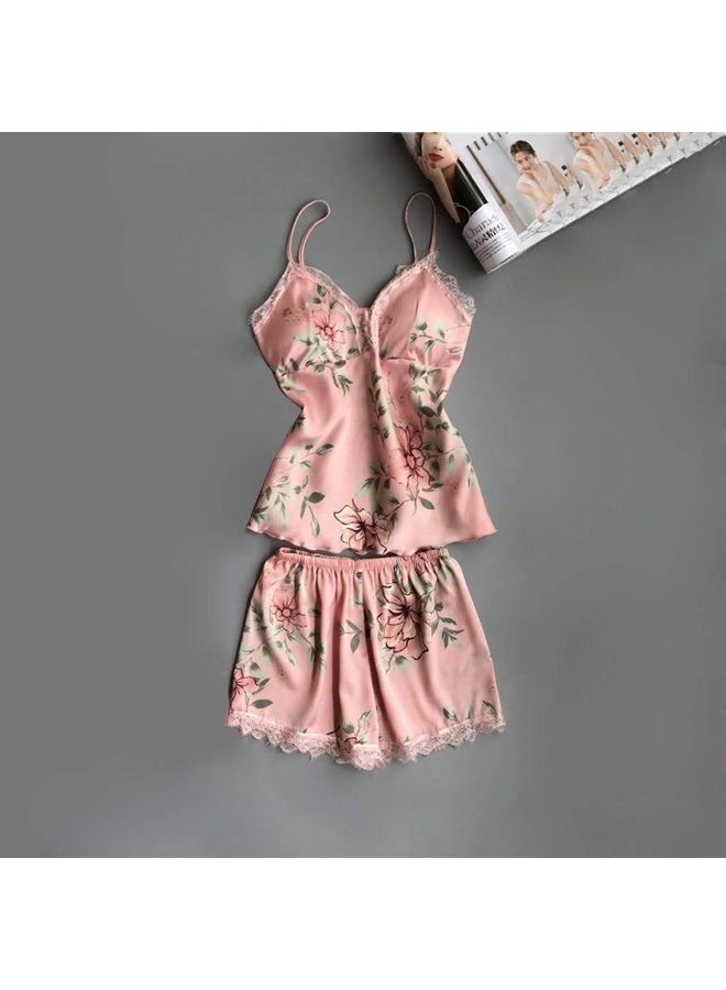 5-Pack Women's Sleepwear Sets Sling Lace Nightdress Sweet Pajama Home Wearing Clothes Loungewear Suits Floral Printing Ladies Nightwear Lingerie Robe Underwear Shorts Summer Spring Pink - Image 5