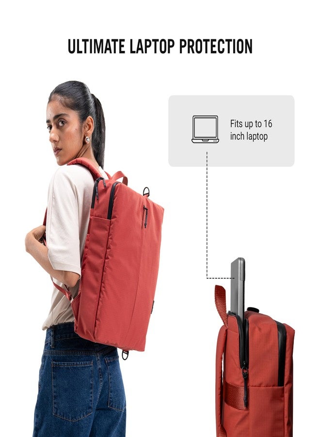 DailyObjects Water Resistant Pivot Briefpack (16L) Bag for Men & Women|Fits 13/14/15.6 inch Laptop/Macbook Pro/Air|Lightweight| Messenger Backpack|Office Use/Travel|Multi Pocket|Adjustable Strap (Red) - Image 3