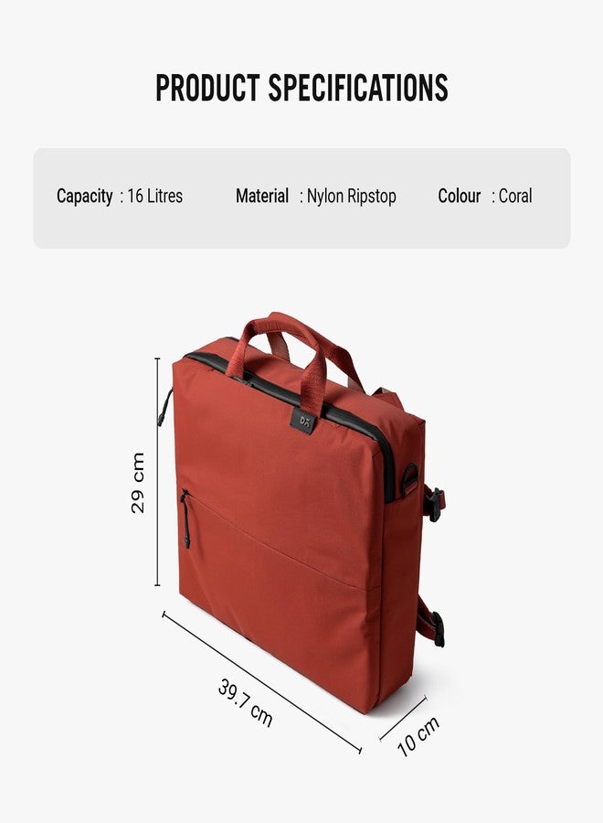 DailyObjects Water Resistant Pivot Briefpack (16L) Bag for Men & Women|Fits 13/14/15.6 inch Laptop/Macbook Pro/Air|Lightweight| Messenger Backpack|Office Use/Travel|Multi Pocket|Adjustable Strap (Red) - Image 4