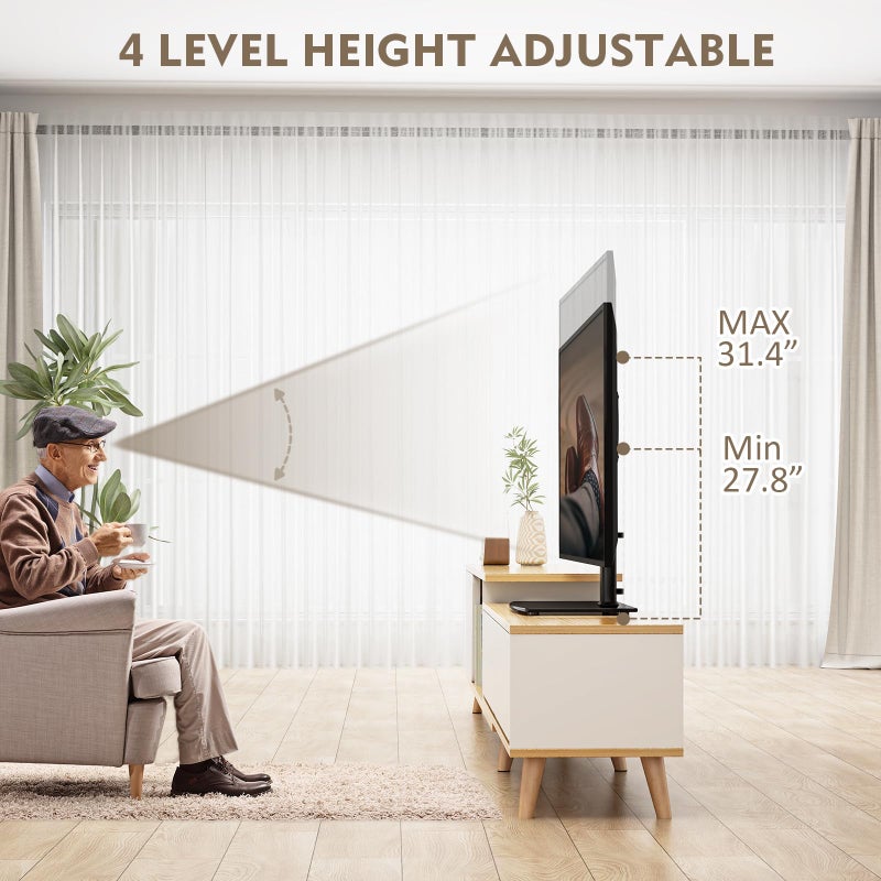 Hemudu Universal Swivel TV Stand/Base Table Top TV Stand 32 to 65 inch TVs 80 Degree Swivel, 4 Level Height Adjustable, Heavy Duty Tempered Glass Base, Holds up to 88lbs Screens, HT04B-002 - Image 4