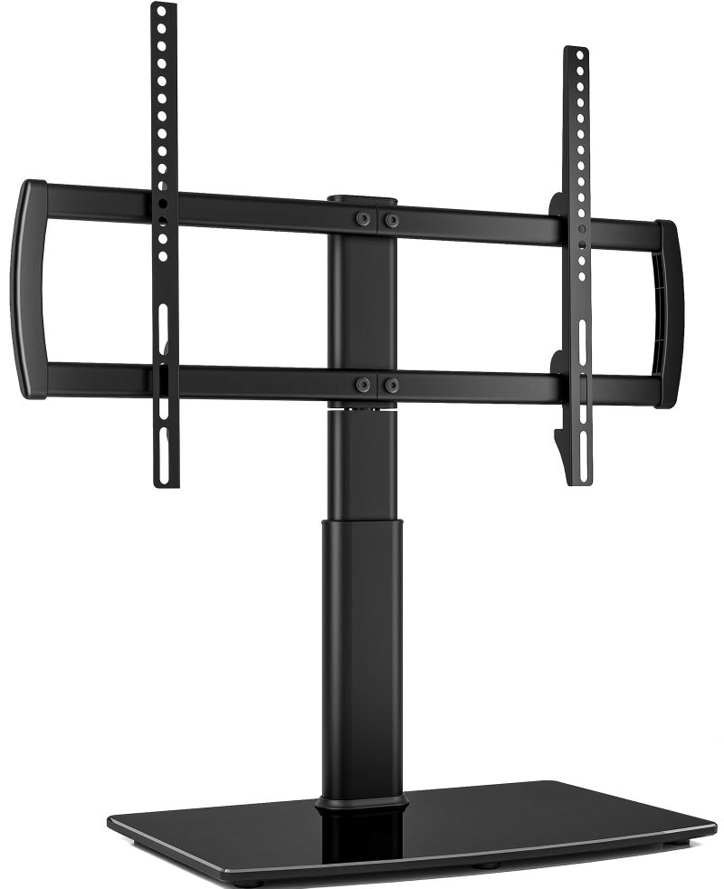 Hemudu Universal Swivel TV Stand/Base Table Top TV Stand 32 to 65 inch TVs 80 Degree Swivel, 4 Level Height Adjustable, Heavy Duty Tempered Glass Base, Holds up to 88lbs Screens, HT04B-002 - Image 1