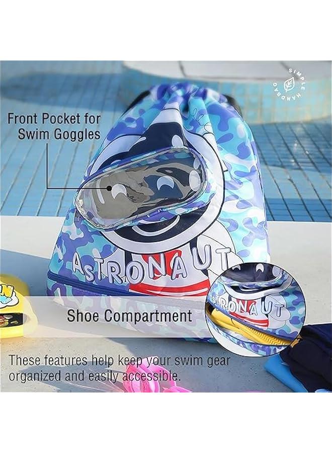 HOOKOR Swim Bags,Swim Backpack Waterproof Beach Backpack with Dry Wet Compartments, Dry Wet Separated Swim Bags for Beach Swim Boys Girls Women - Image 4