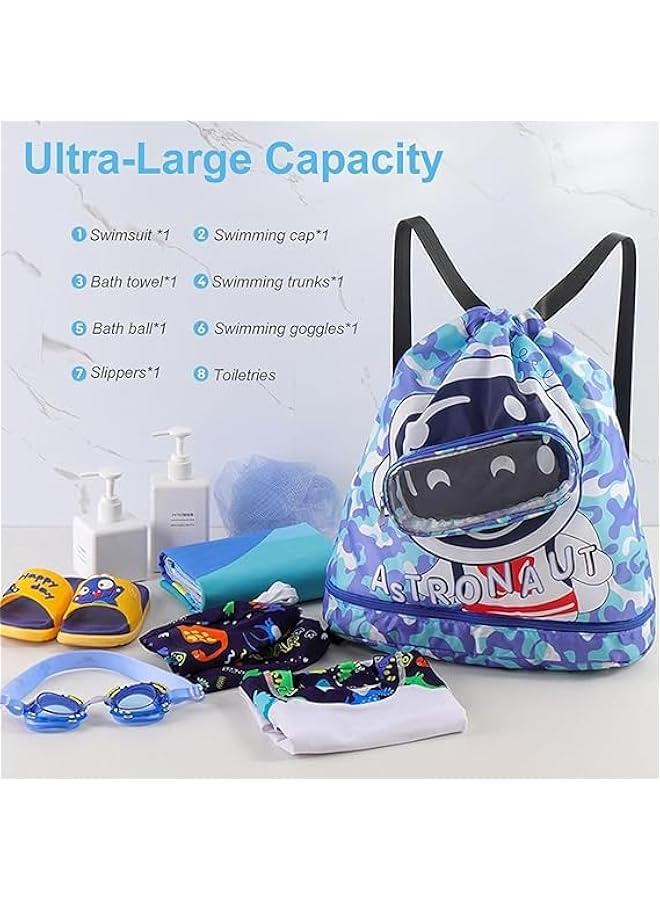 HOOKOR Swim Bags,Swim Backpack Waterproof Beach Backpack with Dry Wet Compartments, Dry Wet Separated Swim Bags for Beach Swim Boys Girls Women - Image 5