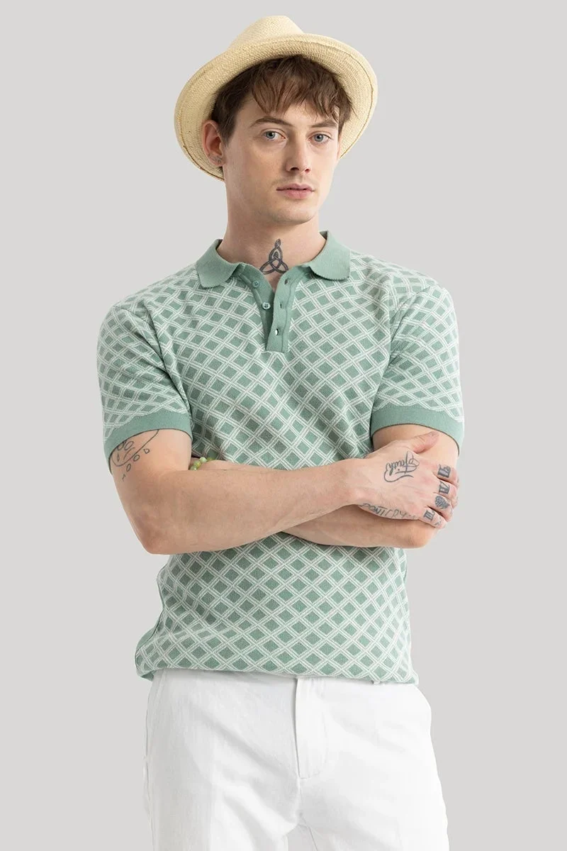 SNITCH Gianna Green Geometric Polo T-Shirt