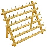 ThreadNanny Hard Birchwood 60 Spool Thread Rack Organizer for Sewing Quilting Embroidery Spools and Mini Cones - Image 1