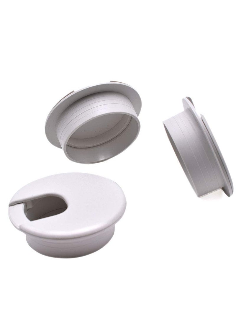 KNP KNP Plastic Grommet Computer Cable Tidy Desk Table PC Outlet Wire Cover 80MM White 3 Pack