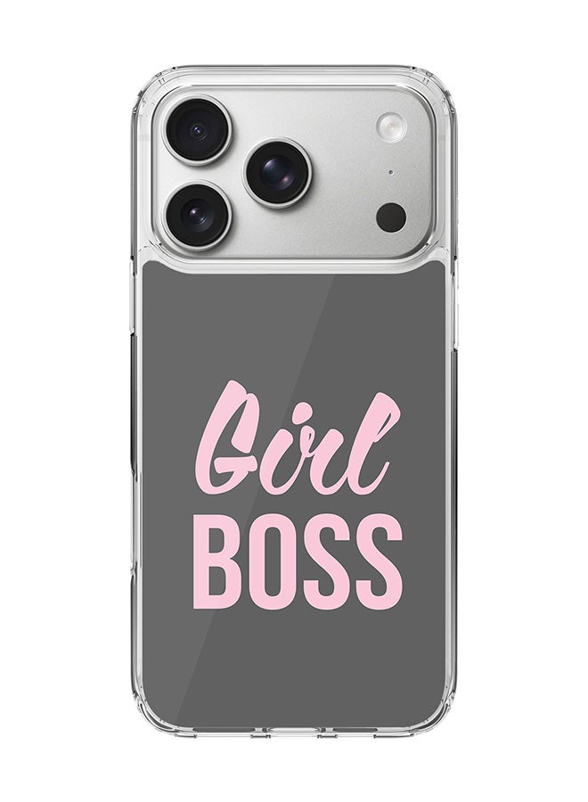 Classic Clear MagSafe Case for iPhone 17 Pro , Hybrid Soft Case Flexible Edges Anti Drop TPU PC Gel Thin Transparent Cover [ Designed for iPhone 17 Pro ] - Girl Boss (Grey) Full Print