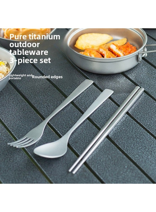 Ultra-Lightweight Pure Titanium Outdoor Dining Set Camping Spoon Fork Chopsticks Kit Picnic Travel Hiking Portable Cutlery Set-Specifications:Straight Handle Spoon - Image 4