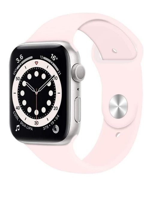Compatible with Apple Watch Band 42mm 44mm 45mm, Soft Silicone Sport Strap Replacement Bands Compatible with Watch Series 7/6/5/4/3/2/1/SE- Pink