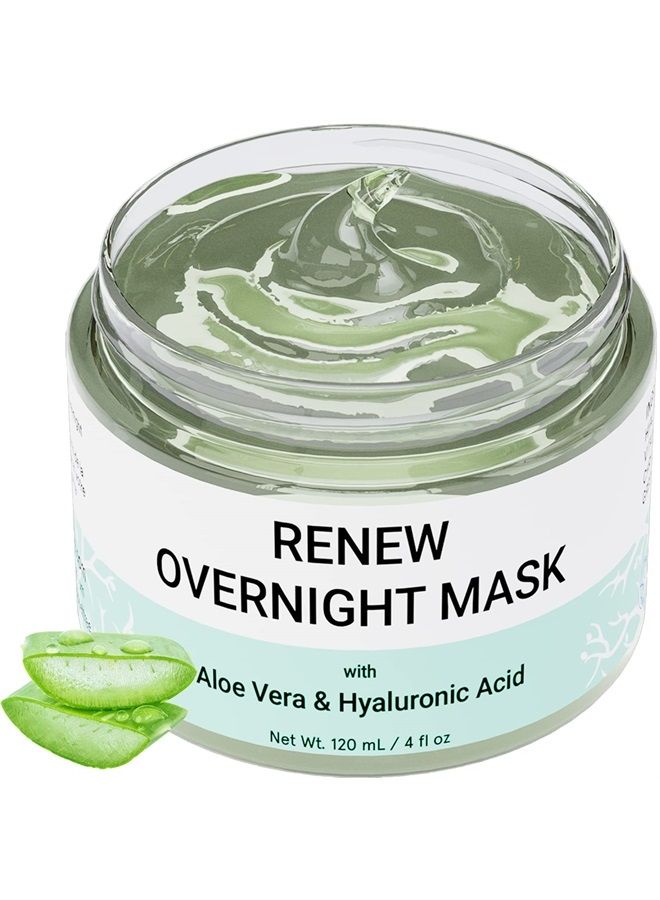 Doppeltree Renew Overnight Facial Mask with Aloe Vera Gel & Hyaluronic Acid for All Skin Types, Anti Aging Hydrating Face Mask for Sunburn Relief, Skin Care & Repair - Formulated in San Francisco - Image 1