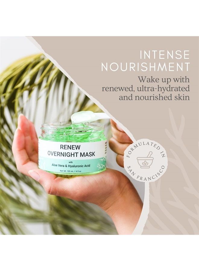 Doppeltree Renew Overnight Facial Mask with Aloe Vera Gel & Hyaluronic Acid for All Skin Types, Anti Aging Hydrating Face Mask for Sunburn Relief, Skin Care & Repair - Formulated in San Francisco - Image 2