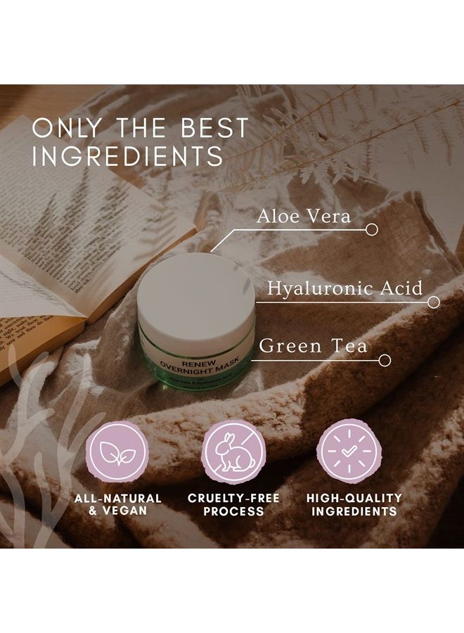 Doppeltree Renew Overnight Facial Mask with Aloe Vera Gel & Hyaluronic Acid for All Skin Types, Anti Aging Hydrating Face Mask for Sunburn Relief, Skin Care & Repair - Formulated in San Francisco - Image 3